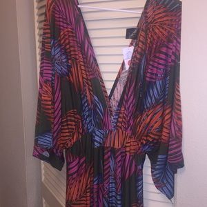 Multi color deep v long dress